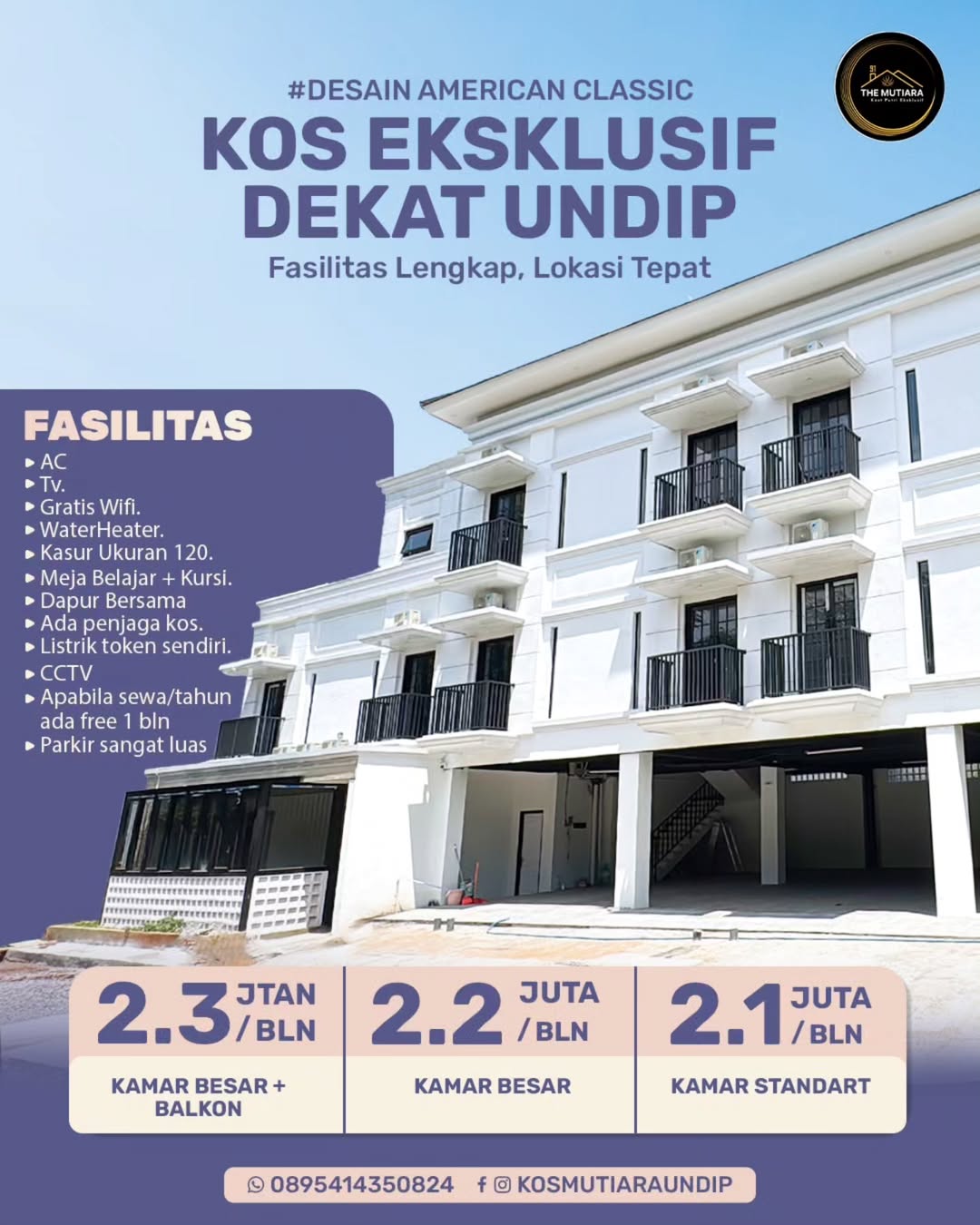 Kos Putri Eksklusif Dekat UNDIP Tembalang hanya 2 menit